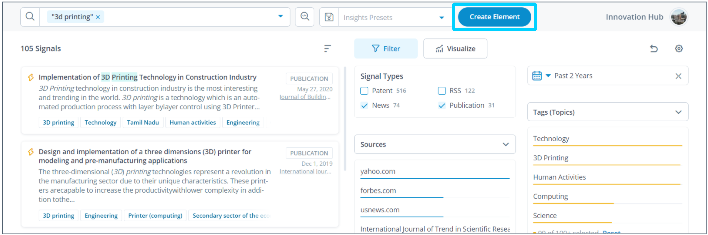 Create Element Straight from Insights